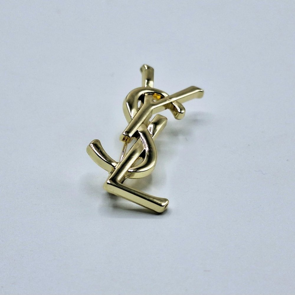 Vintage Gold Yves Saint Laurent YSL Brooch Employee Appreciation Lapel Pin Small - Picture 2 of 11